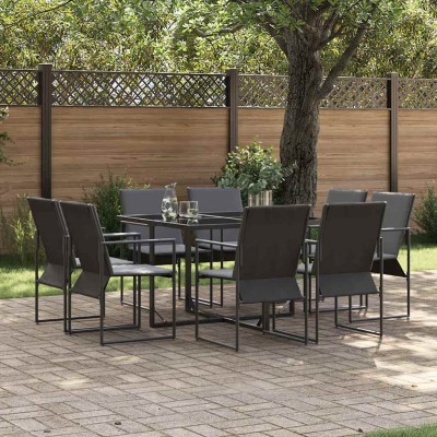 Conjunto de Comedor de Jardín 9 pcs Negro Acero