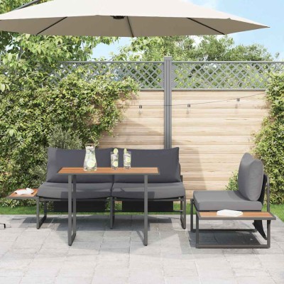 Conjunto de Comedor de Jardín 3 pcs Antracita Acero