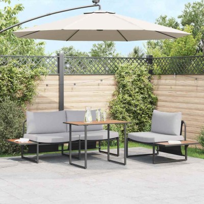 Conjunto de Comedor de Jardín 3 pcs Gris claro Acero