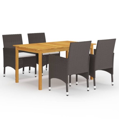 Juego de comedor para jardín de 5 piezas marrón