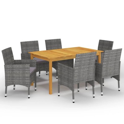Set de comedor de jardín de 7 piezas gris