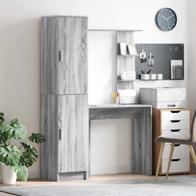 Escritorio con almacenamiento con estante 2 pcs Gris sonoma