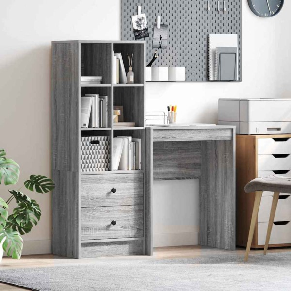 Escritorio con almacenamiento con cajón 2 pcs Gris sonoma