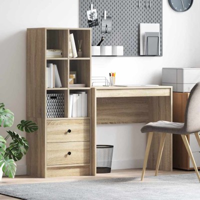 Escritorio con almacenamiento con cajón 2 pcs Roble Sonoma