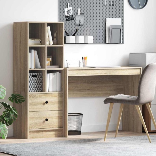 Escritorio con almacenamiento con cajón 2 pcs Roble Sonoma