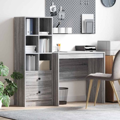 Escritorio con almacenamiento 2 pcs Gris sonoma 90 x 50 x 76 cm