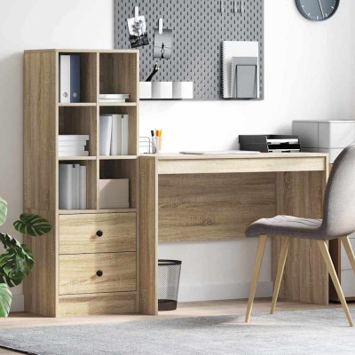 Escritorio con almacenamiento con cajón 2 pcs Roble Sonoma