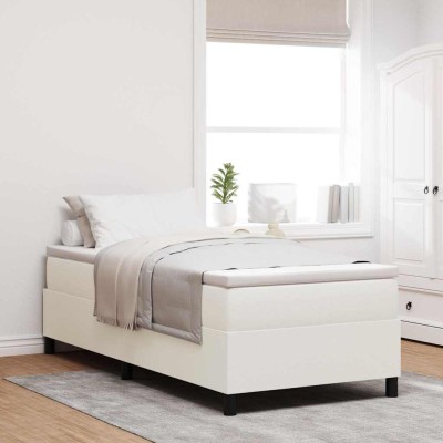 Cama tipo Box Spring Crema 90 x 200 cm Telas de pana