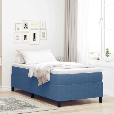 Cama tipo Box Spring Azul 100 x 200 cm Telas de pana
