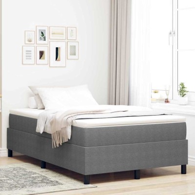 Cama tipo Box Spring Gris claro 120 x 200 cm Telas de pana