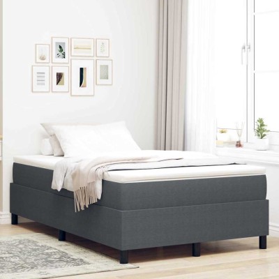 Cama tipo Box Spring Gris oscuro 120 x 200 cm Telas de pana