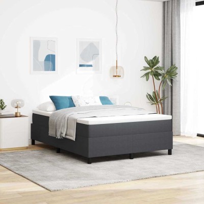 Cama tipo Box Spring Gris oscuro 140 x 200 cm Telas de pana