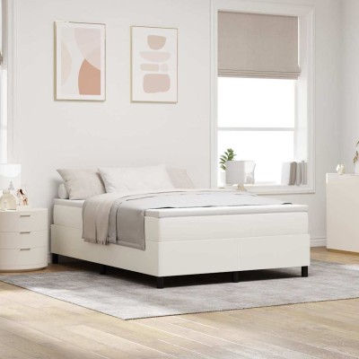 Cama tipo Box Spring Crema 140 x 200 cm Telas de pana