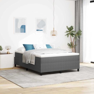 Cama tipo Box Spring Gris claro 160 x 200 cm Telas de pana