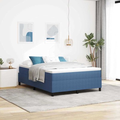 Cama tipo Box Spring Azul 160 x 200 cm Telas de pana