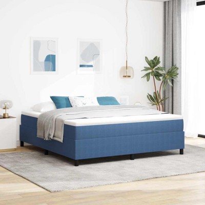 Cama tipo Box Spring Azul 180 x 200 cm Telas de pana