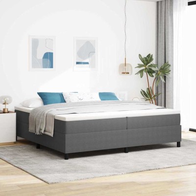 Cama tipo Box Spring Gris claro 200 x 200 cm Telas de pana