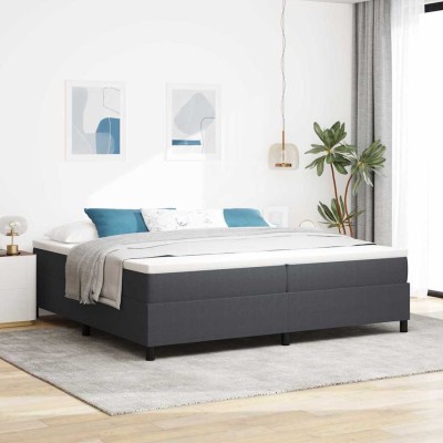 Cama tipo Box Spring Gris oscuro 200 x 200 cm Telas de pana