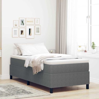 Cama tipo Box Spring Gris claro y blanco. 193 x 90 x 60 cm