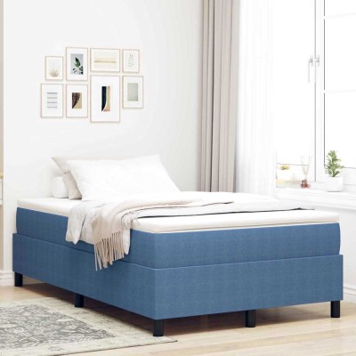 Cama tipo Box Spring Azul y Blanco 203 x 120 x 60 cm