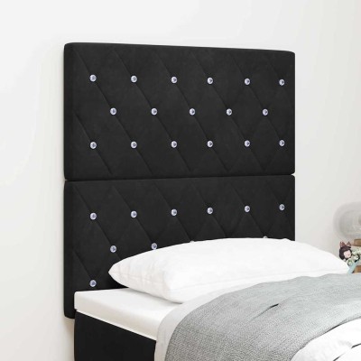 Cabecero de Terciopelo Argyle Manual Negro 80 cm Terciopelo