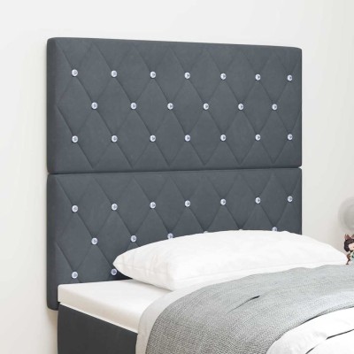 Cabecero de Terciopelo Argyle Gris oscuro 90 cm Terciopelo