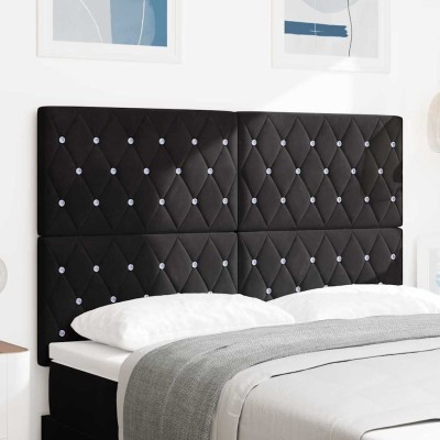 Cabecero de Terciopelo Argyle Manual Negro 160 cm Terciopelo