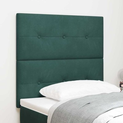 Cabecero Montaje en la pared Verde oscuro 90 cm Terciopelo