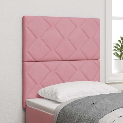 Cabecero Montaje en la pared Geométrico Rosa 80 cm Terciopelo