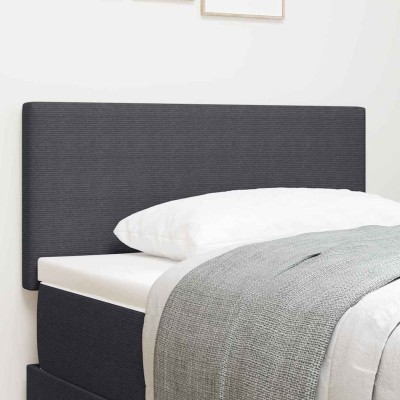 Cabecero LED con luces de tiras LED Gris oscuro 90 cm tela