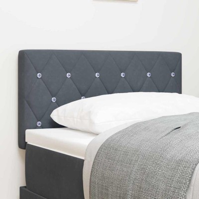 Cabecero LED Argyle con cabecera Gris oscuro 80 cm Terciopelo