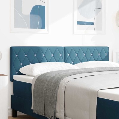 Cabecero LED Argyle con cabecera Azul oscuro 144 cm Terciopelo