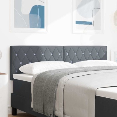 Cabecero LED Argyle con cabecera Gris oscuro 80 cm Terciopelo