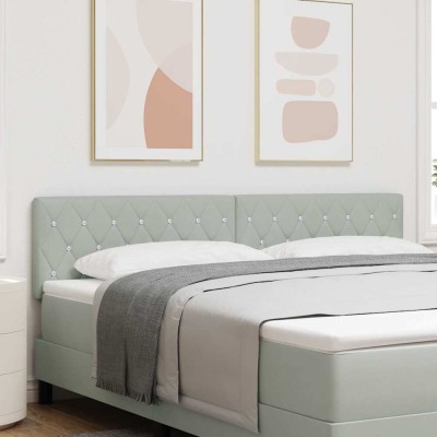 Cabecero LED con luces de tiras LED Gris claro 90 cm Terciopelo