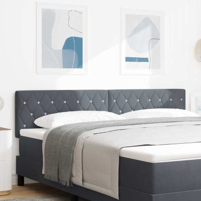 Cabecero LED Argyle con cabecera Gris oscuro 90 cm Terciopelo