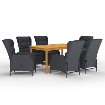 Juego de comedor para jardín de 7 piezas gris oscuro