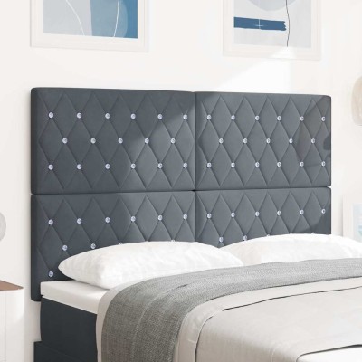 Cabecero LED Argyle con cabecera Gris oscuro 80 cm Terciopelo