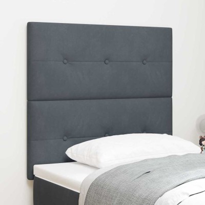 Cabecero con luces de tiras LED Ajustable Gris 80 cm Terciopelo