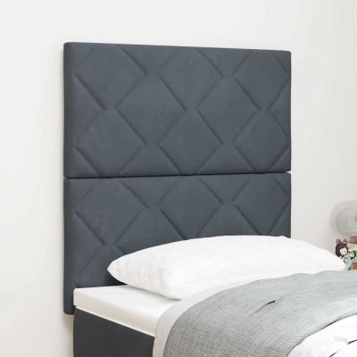 Cabecero LED Geometric Manual Gris oscuro 80 cm Terciopelo
