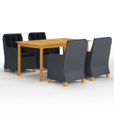 Juego de comedor para jardín de 5 piezas gris oscuro
