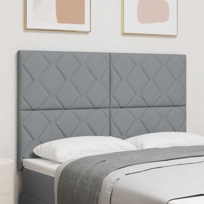 Cabecero con luces de tiras LED Gris Claro 160 cm tela