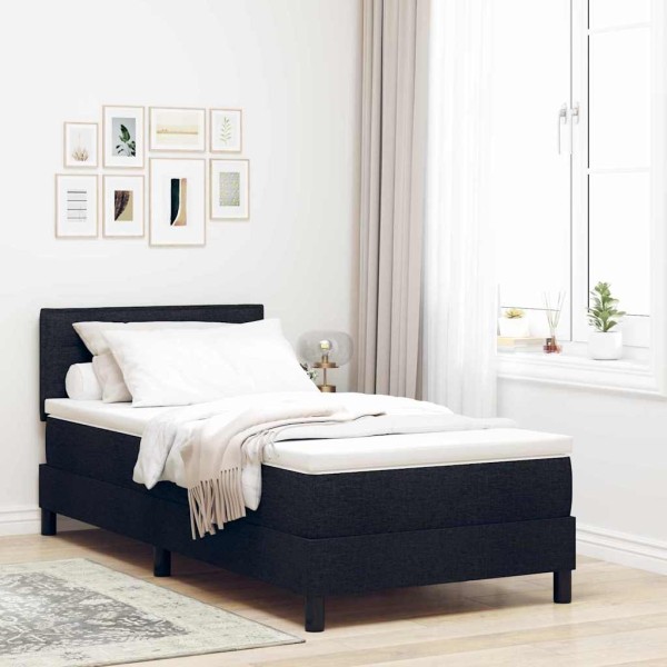 Cama box spring con colchón con colchón Negro 100 x 200 cm tela