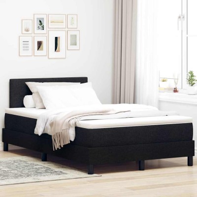 Cama box spring con colchón con colchón Negro 120 x 200 cm tela