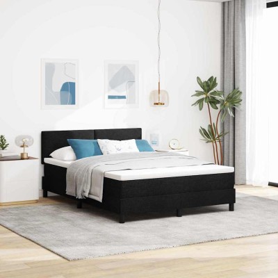 Cama box spring con colchón con colchón Negro 140 x 190 cm tela
