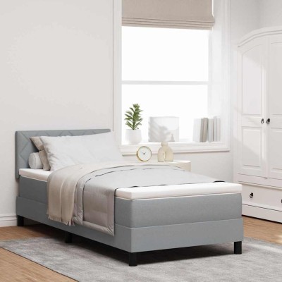 Cama box spring con colchón Gris Claro 90 x 190 cm tela