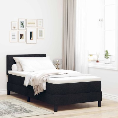 Cama box spring con colchón con colchón Negro 100 x 200 cm tela
