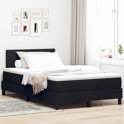 Cama box spring con colchón con colchón Negro 120 x 200 cm tela