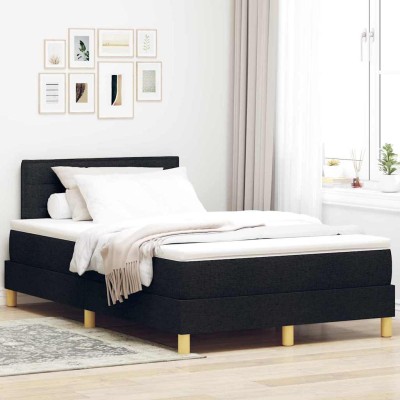 Cama box spring con colchón con colchón Negro 120 x 200 cm tela