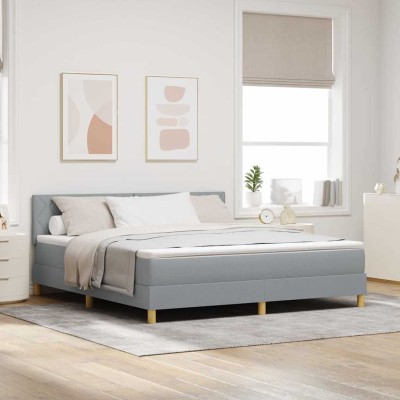 Cama box spring con colchón Gris claro 180 x 200 cm tela