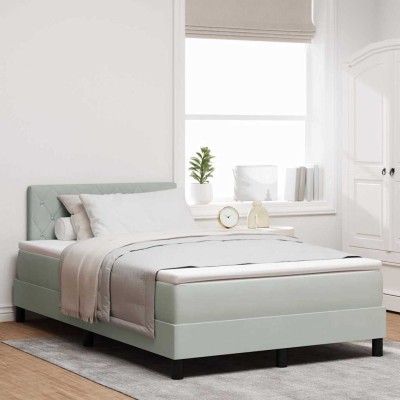 Cama con Somier y Colchón Gris claro 120 x 200 cm tela